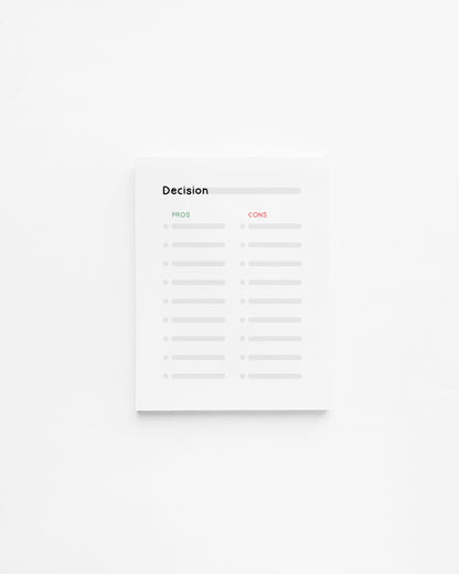 Pros & Cons List Mini Planner Green